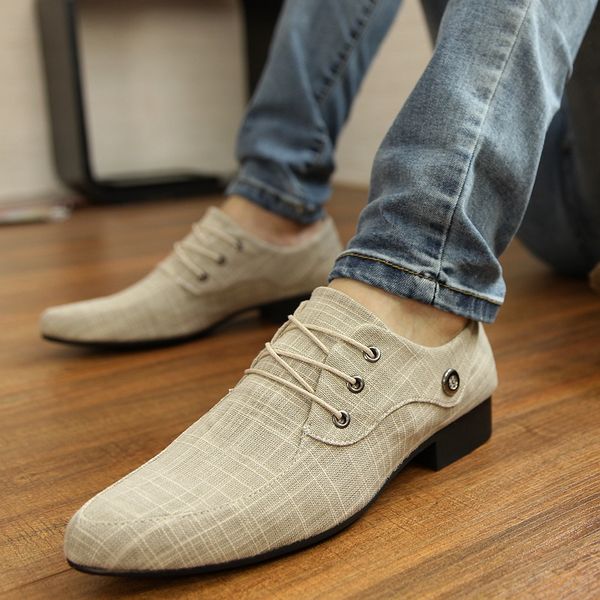 

goxpacer spring men shoes thick heel men casual shoes breathable lacing fashion canvas wedding fashion ing, Black