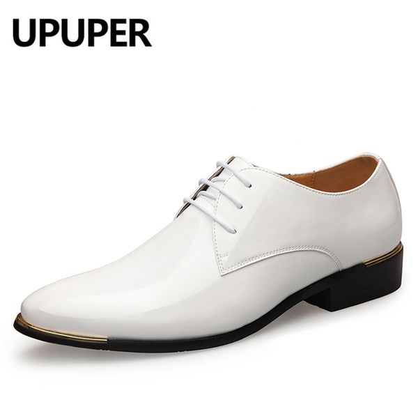 UPUPER Plus Size 38-48 Scarpe eleganti da uomo in pelle verniciata per scarpe da festa di nozze per uomo Bianco Nero Moda Oxford Scarpe da uomo