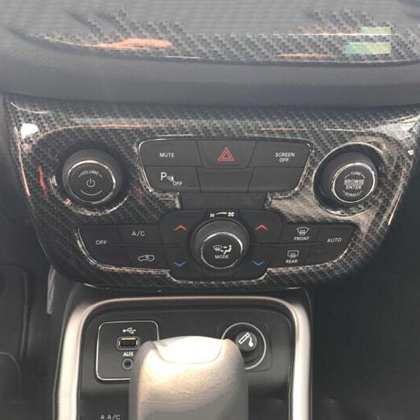 

for compass 2017 2018 abs matte/carbon fibre car air conditioner switch panel frame cover trim car accessories 1pcs