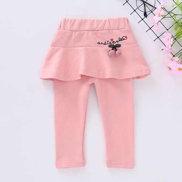 

girls mock two-piece small cherry pure cotton skirt leggings, Black;white