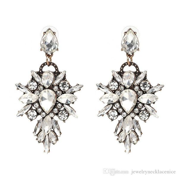 

7 colors big brand luxury flower crystal dangle earrings fashion colorful starburst gem statement drop earring jewelry for women, Golden;silver