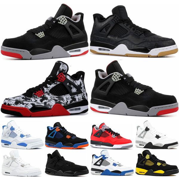 

mens trainers 4s basketball shoes bred white cement black cat royalty se cavs raptor sngl-dy sports 4 sneaker shoes size 7-13