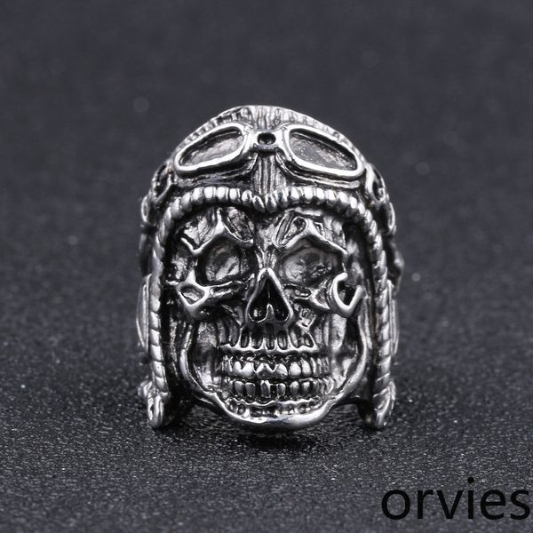 

2020 europe and america explosions jewelry men's domineering ring punk skull pilot ring jewelry