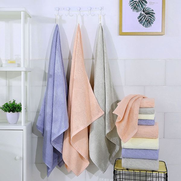 

2019 wear resistant soft bath towels 100% cotton new water absorption l towel rectangle solid color hydrophilic bath towel