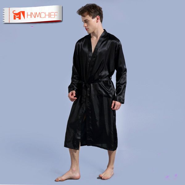 

hnmchiefautumn мужская с длинными рукавами extra large размер халат длинный отрезок плюс удобрения для увеличения nightgown solid color дряб, Black;brown