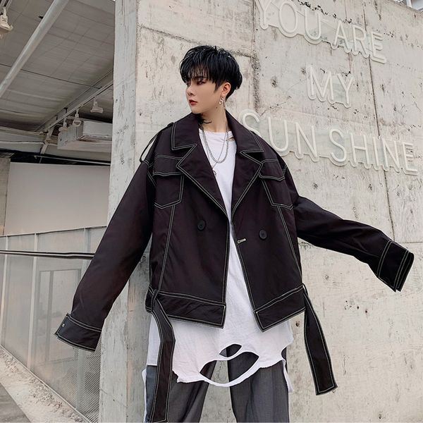 

2020 spring and autumn new youth popular open-line loose tooling jacket fashion casual wild lapel shirt black / green m-xl, Black;brown