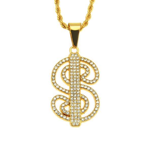 

selling new iced out rhinestone s letter pendant necklaces hip hop bling men boy jewelry, Silver