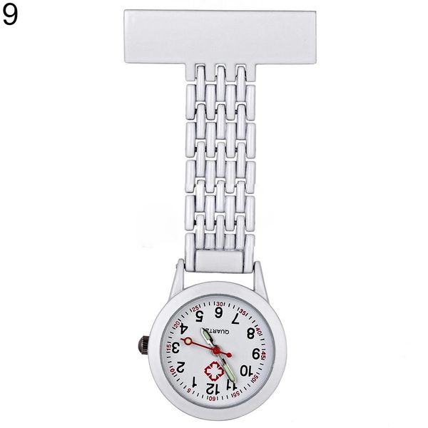

women girl stylish metal clip-on pocket quartz analog brooch medical nurse fob watch gift nurse watch pocket, Slivery;golden