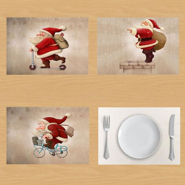 

table napkin merry christmas santa claus creative decoration linen mat napkins placemat onderzetters