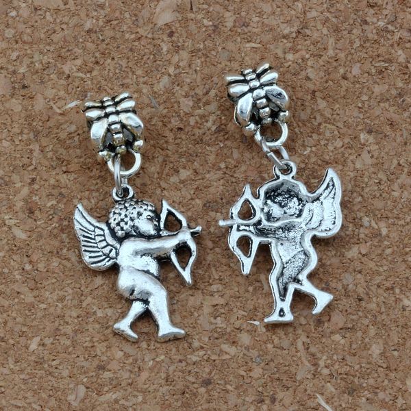 

100pcs/lot Dangle Antique silver Love angel Cupid Alloy Charm Beads Fit Charm Bracelet Jewelry DIY 15x33mm A-417a