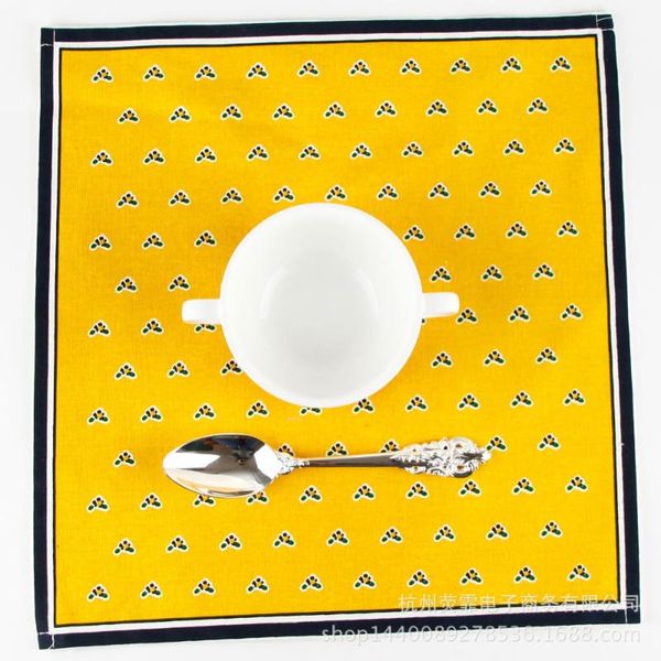 

4pcs/lot 31x35cm linen placemat heat insulation mat dining table mat kids table napkin fabric flower print placemats