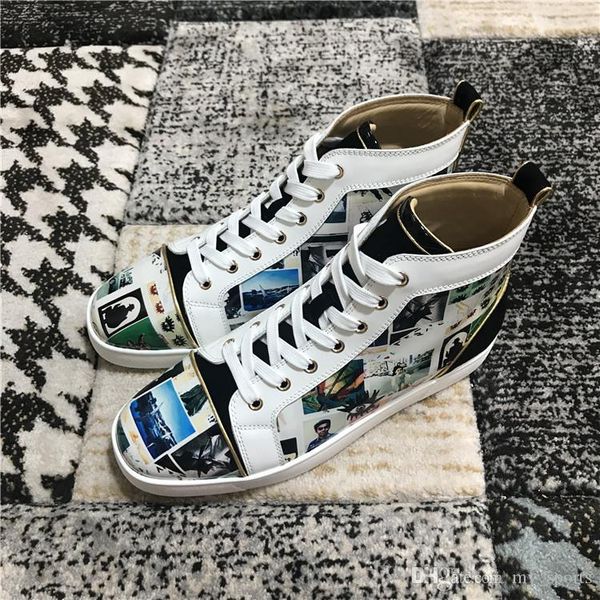

new items red bottom sneakers women men luxury designers collage patent leather covered p wholesale high trainers, Black