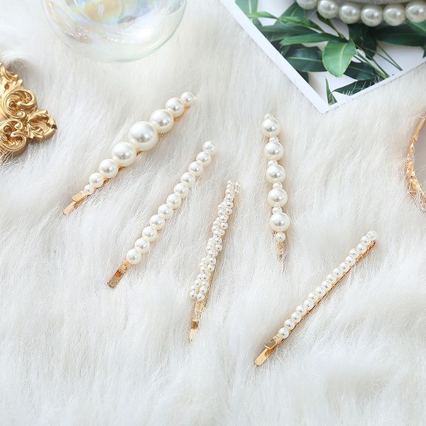 

fashion korean simple pearl hair clips branch hair pin for girl elegance sweet wedding engagement accessories ing, Golden;white