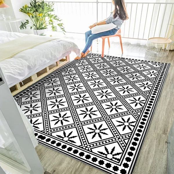 

nordic simple carpet and rug living room bedroom bedside area rugs persian black white geometric sofa table anti-slip floor mats