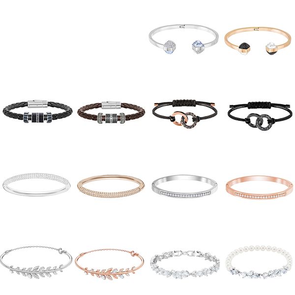 

fahmi swa rose gold crystal leaf leaves retro women bangle black carbon texture double ring shape leather hand strap