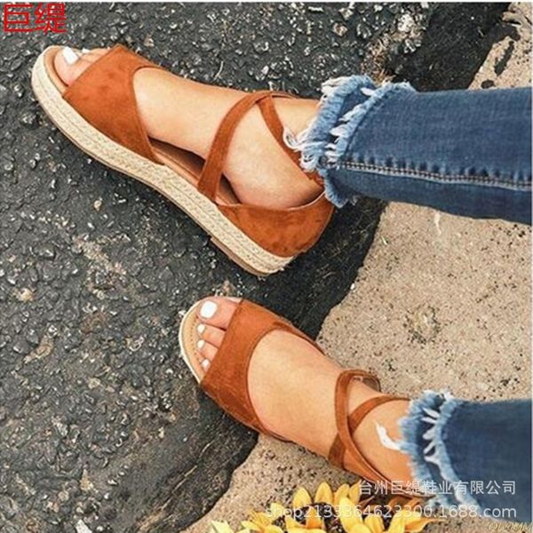 

summer leopard sandals med heels wedges pu platform women sandals buckle strap comfort casual ladies shoes plus size, Black