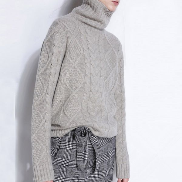 

sweaters woman designer sweater turtleneck sweater women winter cashmere jumpers wool bottom female thick twist loose pullover, White;black