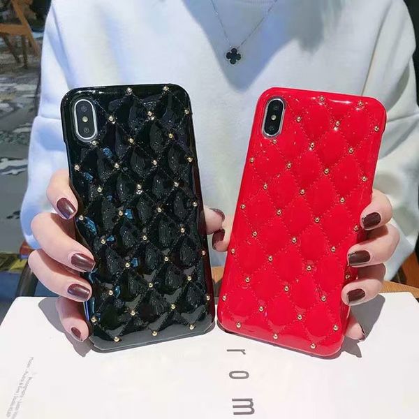 

High quality luxury Rhinestone grid phone case For iPhone XS Max XR X case for iphone 6 6S 7Plus 8 8Plus leather Nice cover