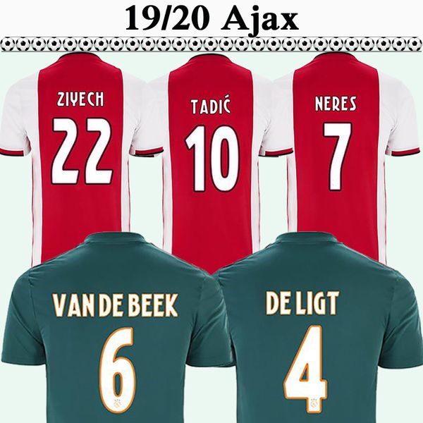 

2019 2020 ajax ziyech tadic mens soccer jerseys neres de ligt dolberg home away football shirts new huntelaar de jong short sleeve uniforms, Black;yellow