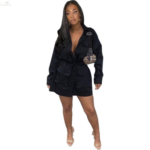 

winter autumn womens clothing trench coat sashes full sleeve overalls long coat trench pockets streetwear overcoat windbreaker, Tan;black