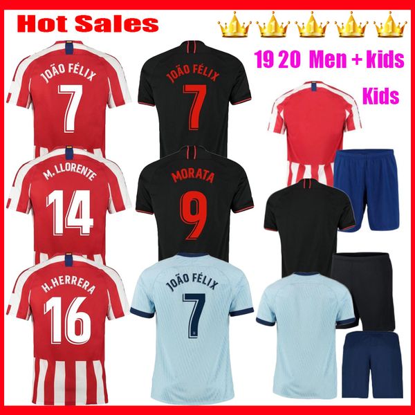 

2019 2020 joÃ£o fÃ©lix soccer jerseys atletico m.llorente madrid llorente 19 20 camiseta de fÃºtbol football soccer shirt kids kits joao felix, Black;yellow