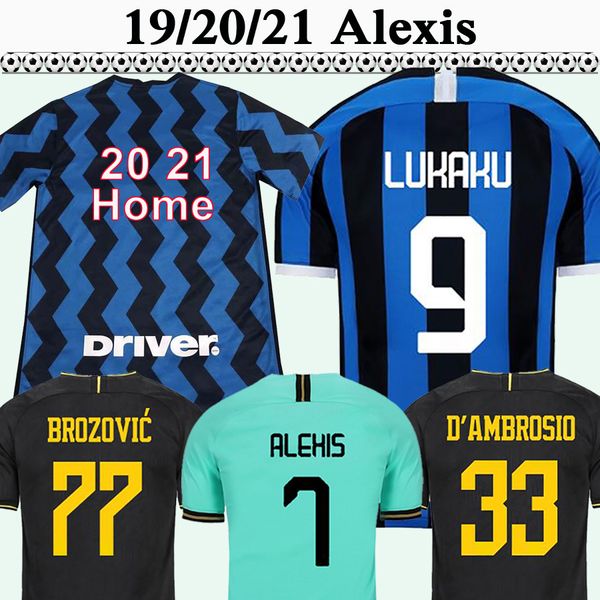 

19 20 lukaku home aawy soccer jerseys alexis brozovic candreva d' ambrosio mens football shirts skriniar vecino short sleeve uniforms, Black;yellow