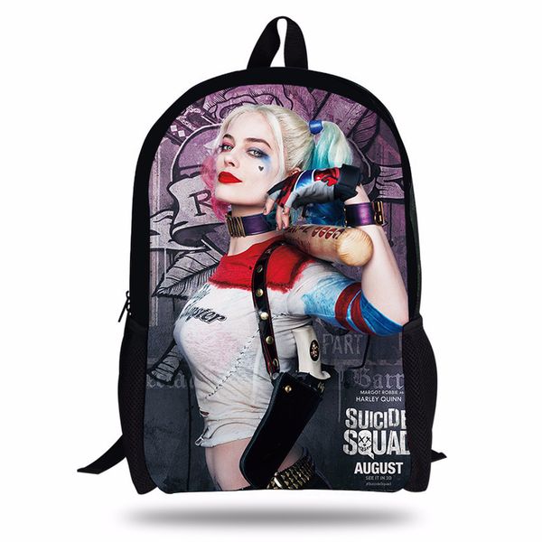 

16 inch suicide squad backpack set for children harley quinn joker school bags boys girls bookbag