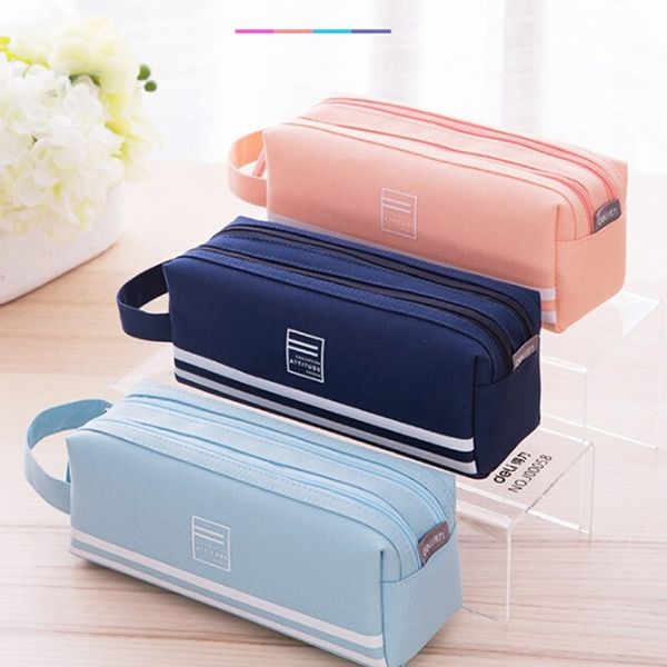 

1 pcs canvas pencil bag student stationary portable penalties school tools for kids children zipper pencil case school supplies