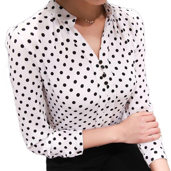 

блузы для женщин топы рубашки шифон печати женская мода блузка рубашки с длинным рукавом женские топы женской одежды элегантный blusas femin, White