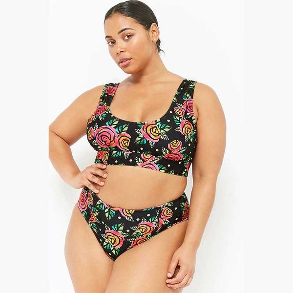 

flower bikini swimwear plus size 5xl bikinis 2019 mujer push up high waisted swimsuit bathing suit tube bikini