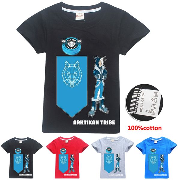 

arktikan tribe snow wolf printed kids t-shirts 4 colors 6-14t boys 100% cartoon t shirt kids designer clothes boys ss290, Blue