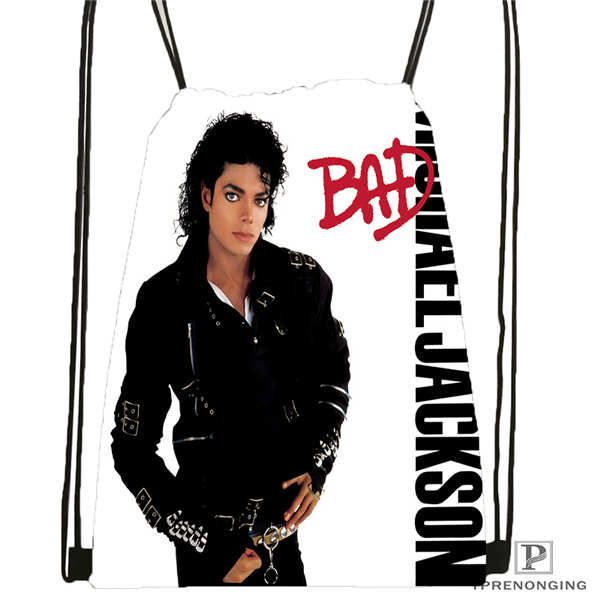 

custom michael-jackson drawstring backpack bag cute daypack kids satchel (black back) 31x40cm#180611-03-111