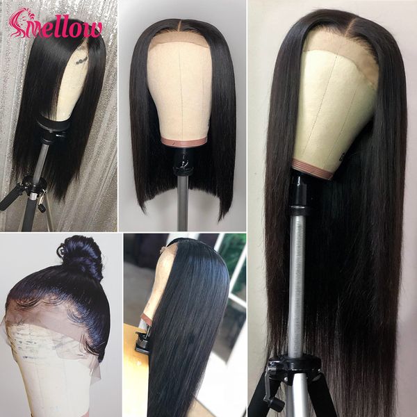 

glueless lace front human hair wigs pre plucked malaysian straight human hair wigs for black women straight wig full, Black;brown