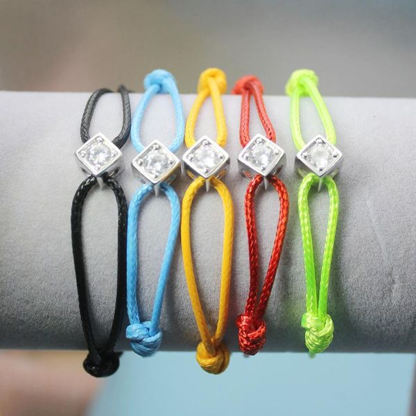 

only 925 stamp silver le cube diamant bracelet for men with adjustable rope bracelet le cube diamant france popular jewelry, White