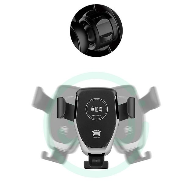 

wireless car charger 10w qi fast charger gravity compatible charging car mount cell phone holder air vent stand with retail package