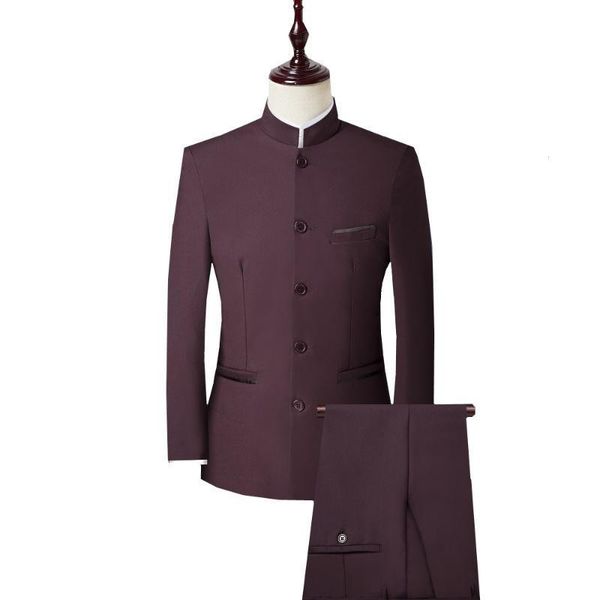 

мужчины 3 шт костюм (куртка+брюки+жилет) китайский стиль стенд воротник костюм старинные свадебные жених slim fit плюс размер смокинг блейзе, White;black