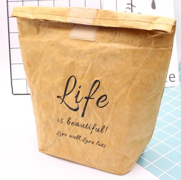 Tyvek Ice Pack Kraft Paper Cooler Bag Portátil Sacos de almoço isolados Novo Design Cooler térmico Lunch Box Piquenique Bag