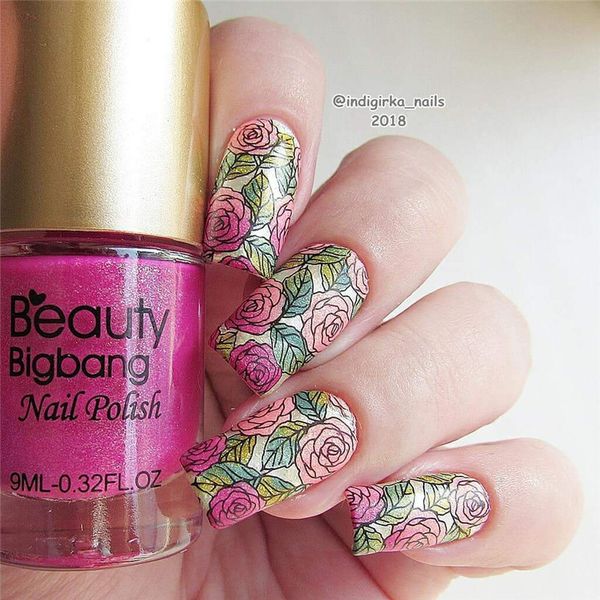 

nail polish beautybigbang rose red gradient glitter temperature changing lacquer lucky mirror varnish