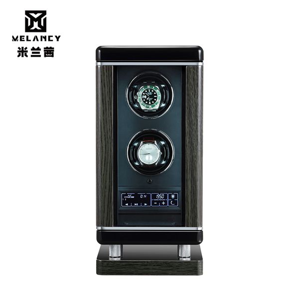 

luxury automatic mechanical watch winding box motor shaker watch winder holder display jewelry storage organizer, Black;blue