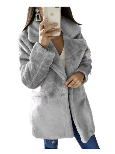 

women's wool & blends s- women 2021 winter fashion pink faux fur coat elegant thick warm outerwear fake jacket chaquetas mujer, Black