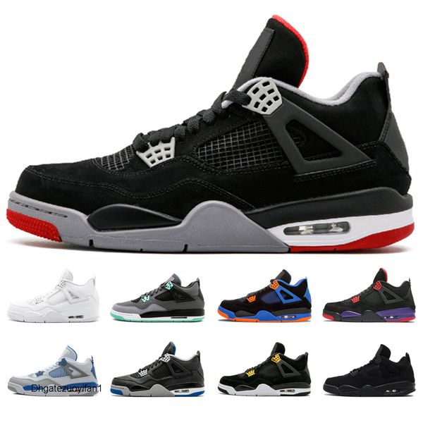 

4s new bred designer basketball shoes black cat white cement cactus jack iv mens sport sneakers trainers size us 7-13