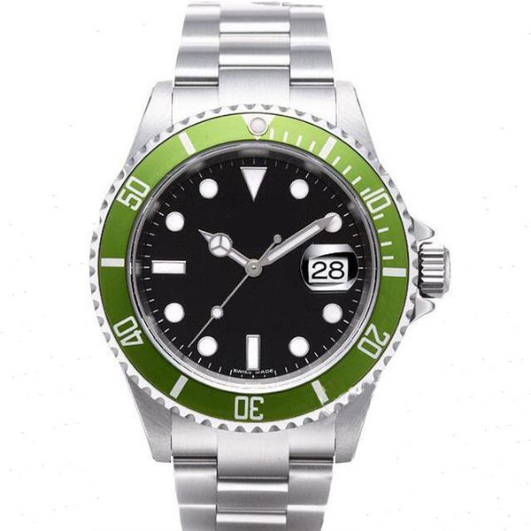 

vintage watches mens mechanical automatic 2813 antique watch men green black alloy bezel steel 50th anniversary wristwatches, Slivery;brown