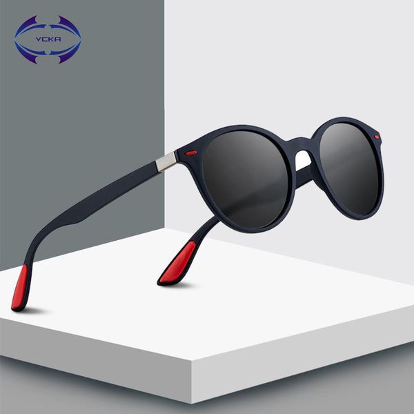

vcka brand design classic polarized sunglasses men women driving round frame sun glasses male goggle uv400 eyewear gafas de sol, White;black