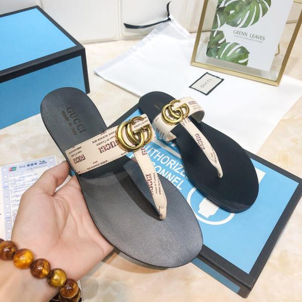 

2020 popular summer designer sandals fashion c brand women's casual leather shoes loafers women's flip flops 35-40, Black