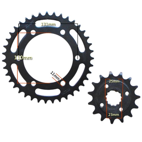 

for zzr250 gpz250 250 motorcycle front & rear sprocket geartransmission 520 15t/39t