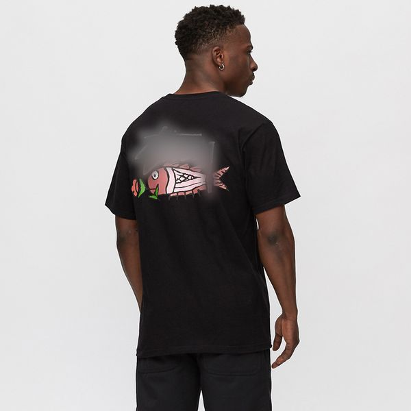 

brand fashion luxury designer мужчины проверено 19fw карп stock tee rose карп печать красота пара сыпучие с коротким рукавом футболка мужска, White