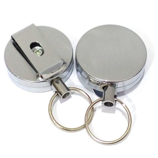 

High rebound tele copic wire rope key ring anti lo t anti theft metal retractable pull key ring badge holder key chain belt clip zza325