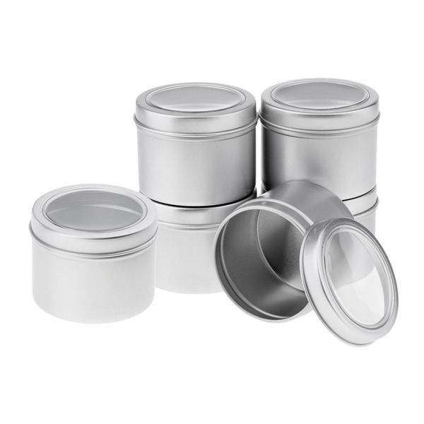 

6pcs home office storage container aluminum tins metal jars box screw lid