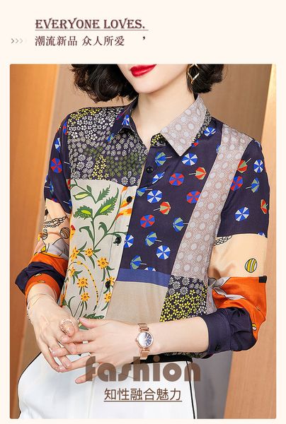 

summer new long-sleeved silk and silk wild temperament shirt shirt women, White