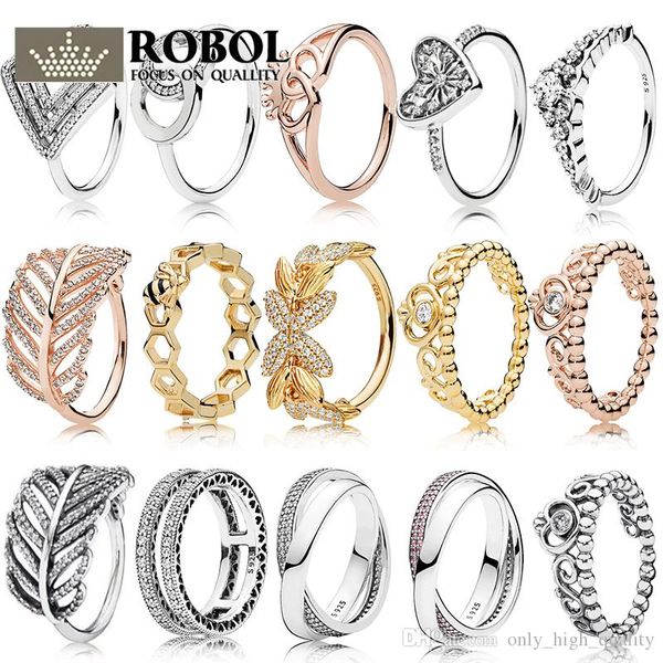 

original 925 sterling silver diy trend brand ring petals leaf crown jewel inlay ring with original engraving ing